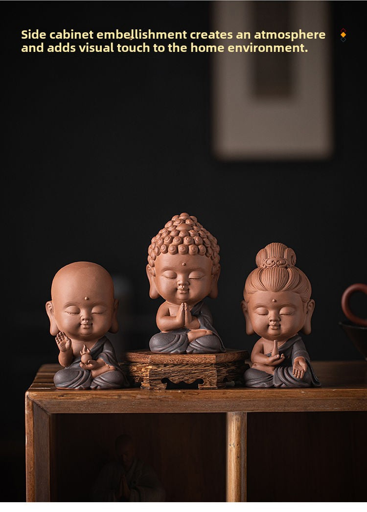 Zen purple sand small Tathagata tea pet ornaments boutique can be raised ceramic small Buddha statue tea toy tea tray tea table tea ceremony accessories