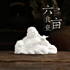 Ceramic creative tea pet ornaments white porcelain home home tea pet artistic conception appreciation Zen monk fortune ornaments