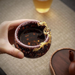 Oriental Golden Dragon ... Wood-fired handmade ceramic tea cup for men, high-end Kung Fu single personal tea cup for drinking tea, master cup