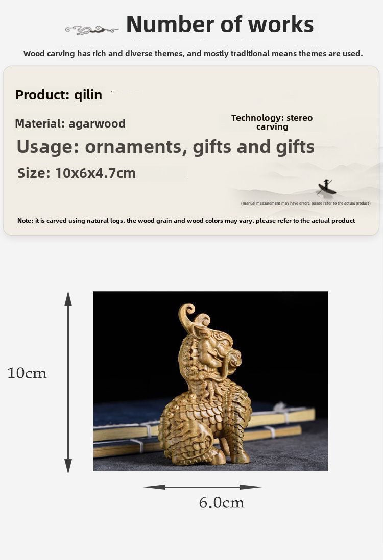 Small-leaf red sandalwood carving lucky beast unicorn hand-held pieces agarwood cultural play wooden crafts tea pet ornaments