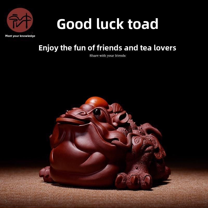 Purple sand tea pet Yixing boutique golden toad tea tray ornaments office high-end decoration Hongyun Dang pure handmade ornaments