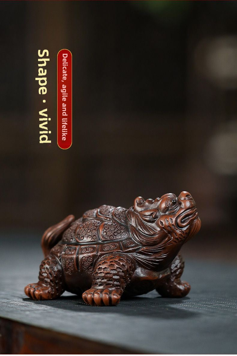 Yixing purple clay tea pet high-end boutique purple clay bronze clay rich in the world dragon turtle mythical beast ornaments creative model can be raised