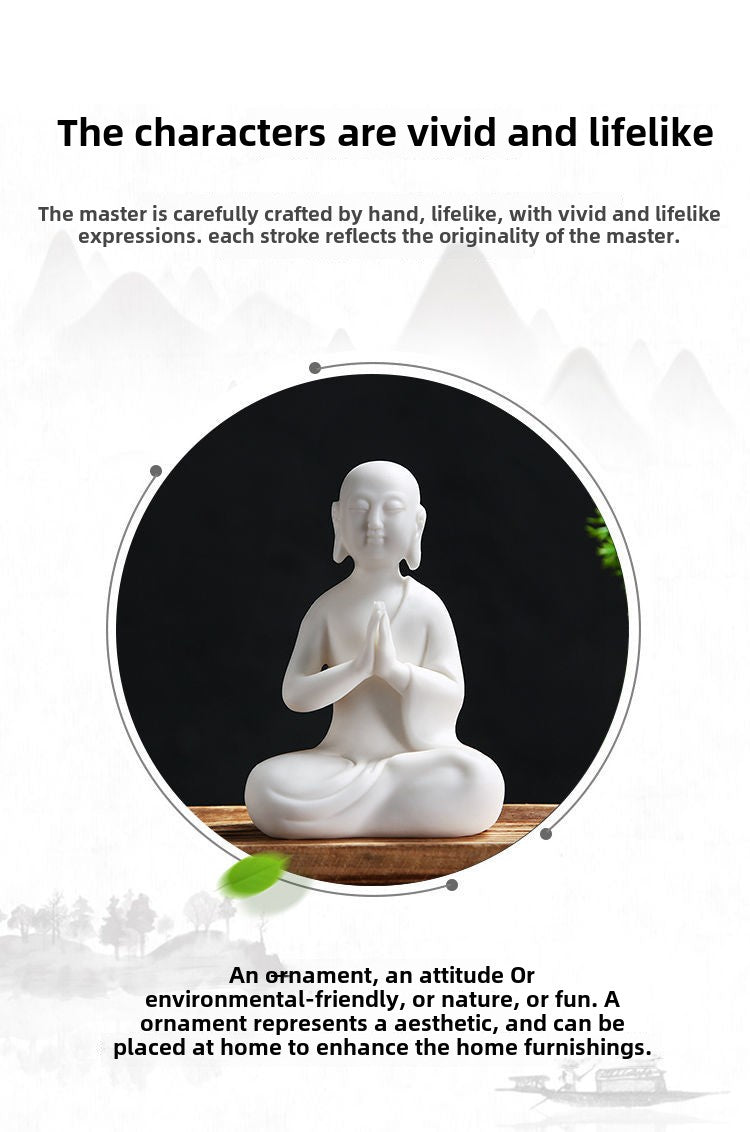 Big-bellied Maitreya Buddha tea pet ornaments boutique white porcelain vase rockery fish tank landscaping decoration tea play tea ceremony spare parts