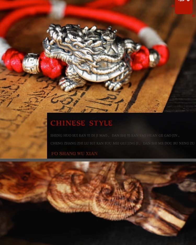 Xuanwu dragon turtle bracelet Pixiu bracelet men's sterling silver 999 women's hand-woven retro men's niche hand jewelry