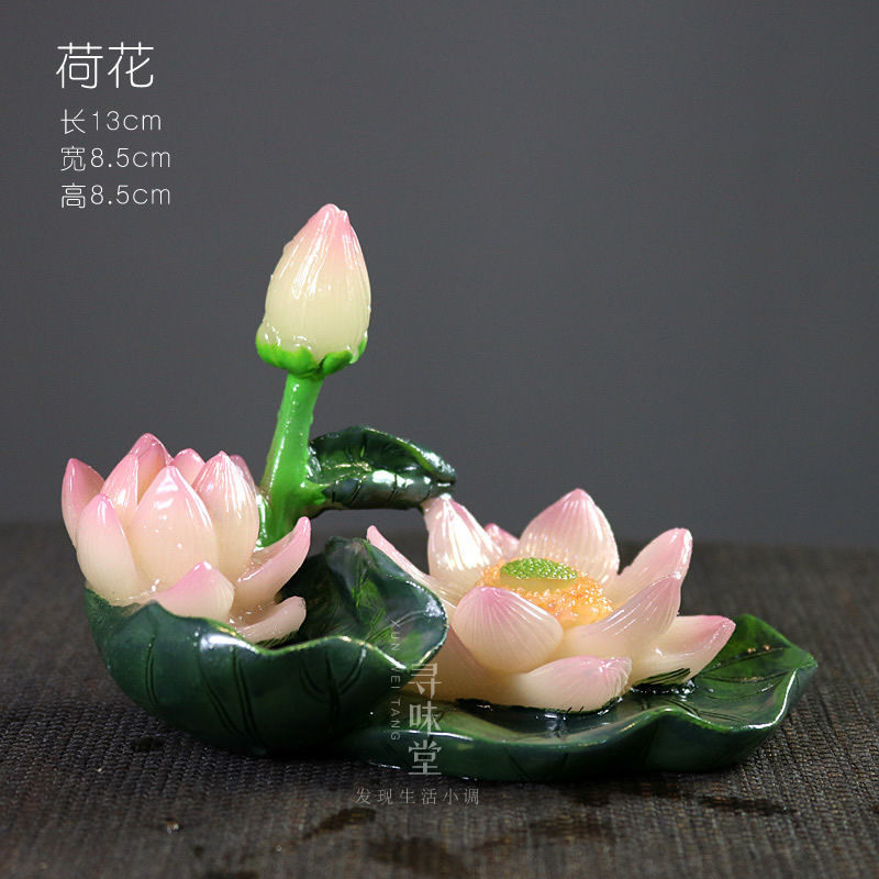 Flower blossoms and wealth color changing tea pet | New creative resin tea play peony lotus personalized tea tray tea ceremony small ornaments