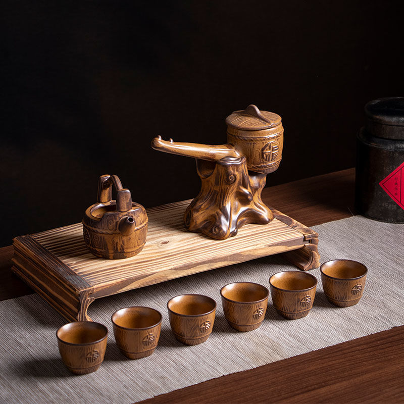 [Modern Chinese style] Special price lazy fully automatic Kung Fu tea set for home drinking tea, high-end, simple, retro, creative, ceramic, anti-scalding