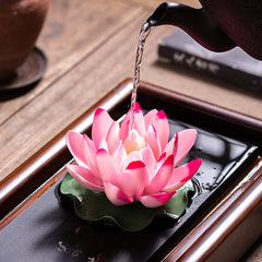 Ceramic color-changing lotus pure hand-made flower Zen ornaments can be inserted with incense Kung Fu tea ceremony color-changing tea pet tea set incense