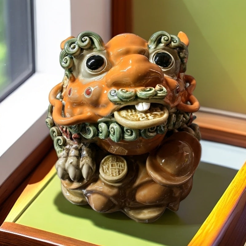 Shiwan ceramic national tide golden toad fortune ornaments toad office living room porch opening gift decoration