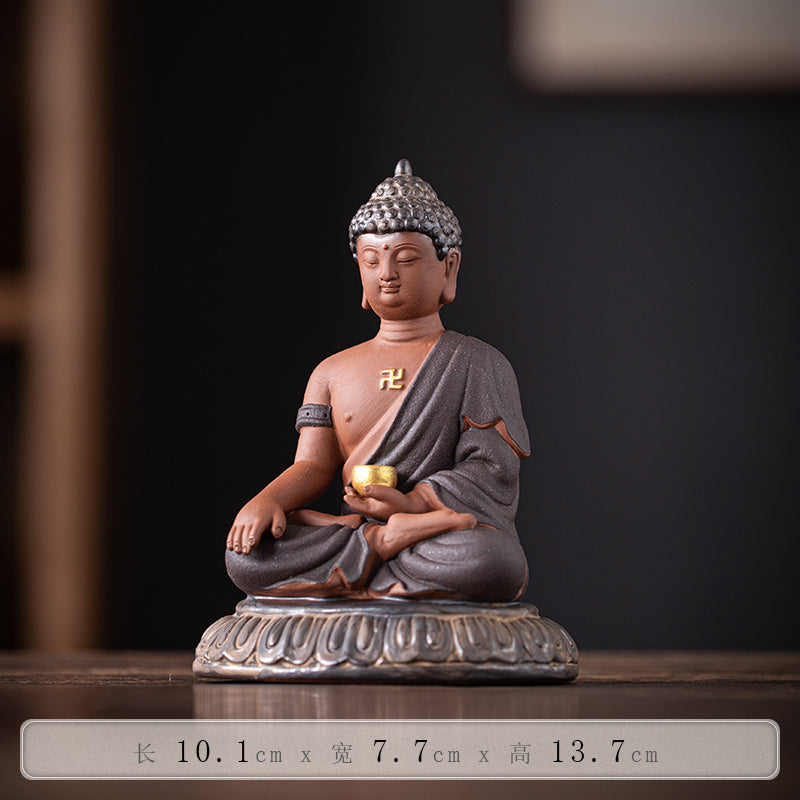 New Chinese Zen Sakyamuni Buddha small ornaments ceramic desktop Tathagata Buddha tea pet decoration crafts