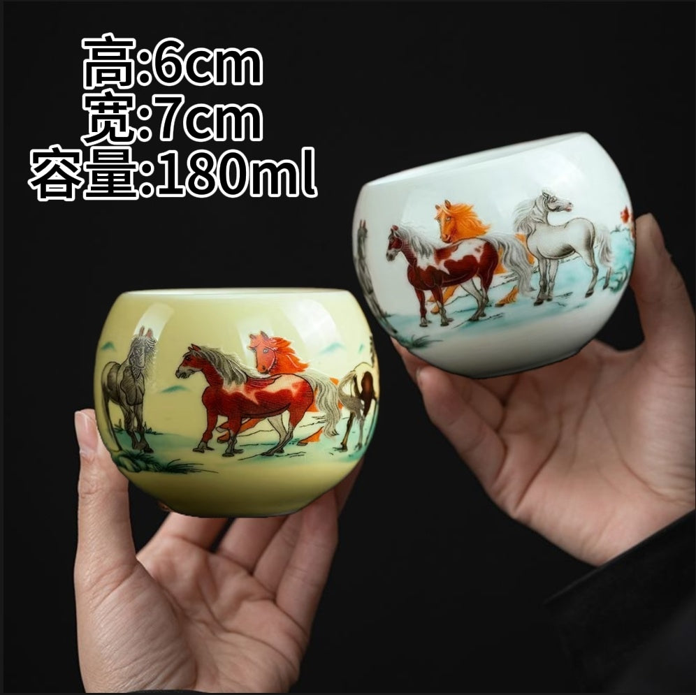 [Can absorb and emit light] Ceramic Ba Ma Master Teacup Fun Tea Table Can Be Played With Tea Cups and Kung Fu Tea Set