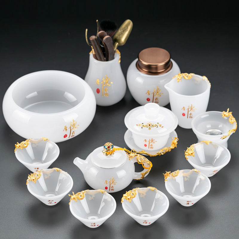 Misty Rain Ink Glass Tea Set Home Light Luxury High-end Tea Cup Covered Bowl Home Office Tea Set