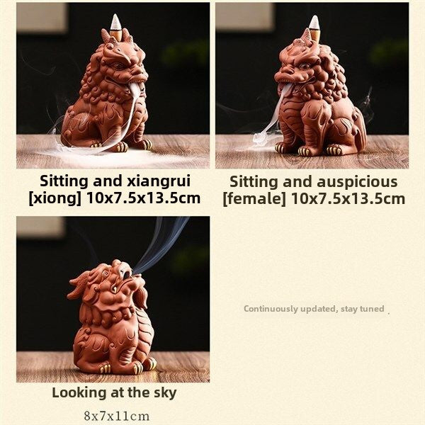 Creative backflow incense burner sandalwood burner Pixiu purple sand tea pet ornaments boutique tea table Kung Fu tea set accessories