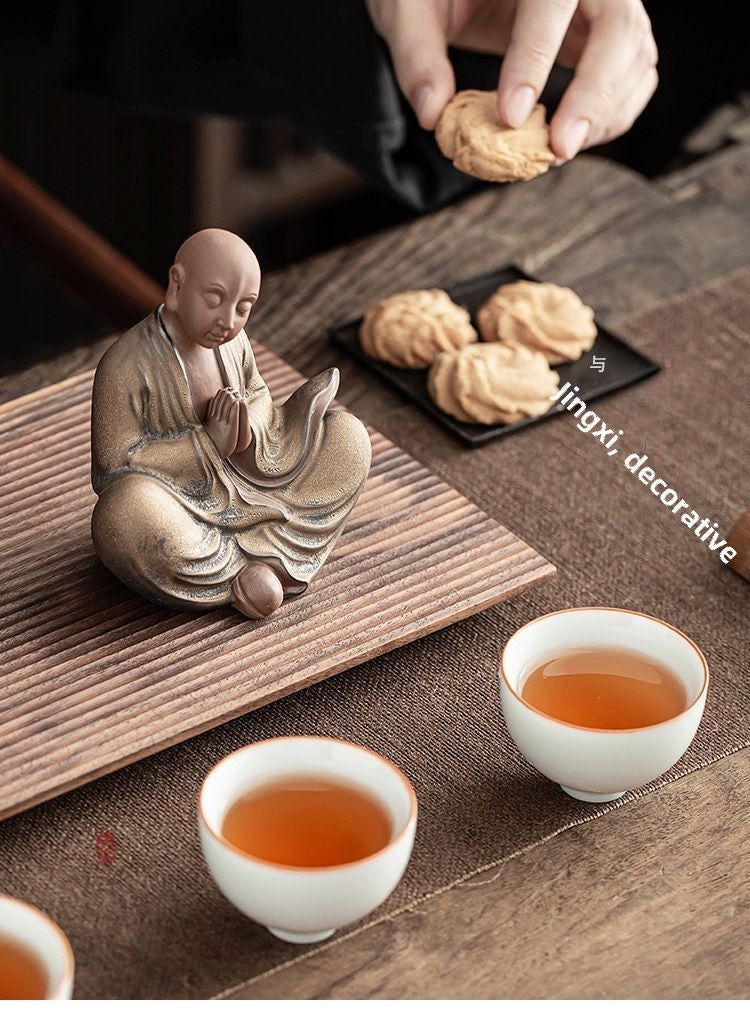 Little monk Zen tea pet ornaments creative purple sand personality little monk tea table decoration tea ceremony check plate decoration