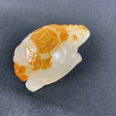 Natural chalcedony, colorful and cleverly carved dragon turtle small ornaments, exquisitely carved chalcedony dragon turtle tea pet birthday gift