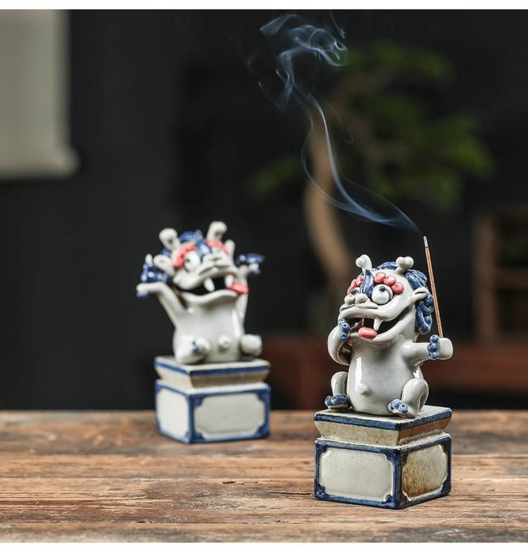 Lucky Pixiu tea pet ceramic line incense burner aromatherapy burner boutique can be raised handmade incense holder creative home accessories incense