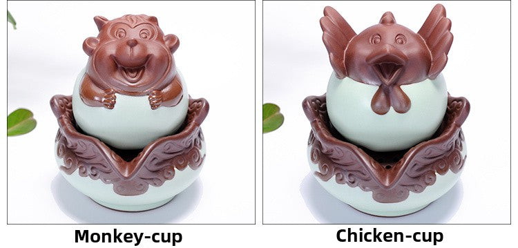 12 zodiac Ru kiln ceramic quick cup one pot one cup portable travel Kung Fu tea set office teapot teacup tea pet ornaments can be raised