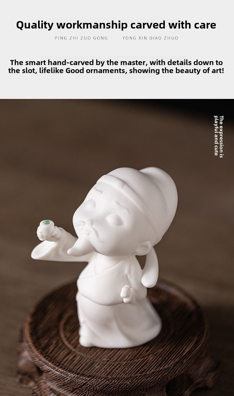 Creative white porcelain Li Bai tea pet small ornaments character home living room study porch office desktop boutique decoration