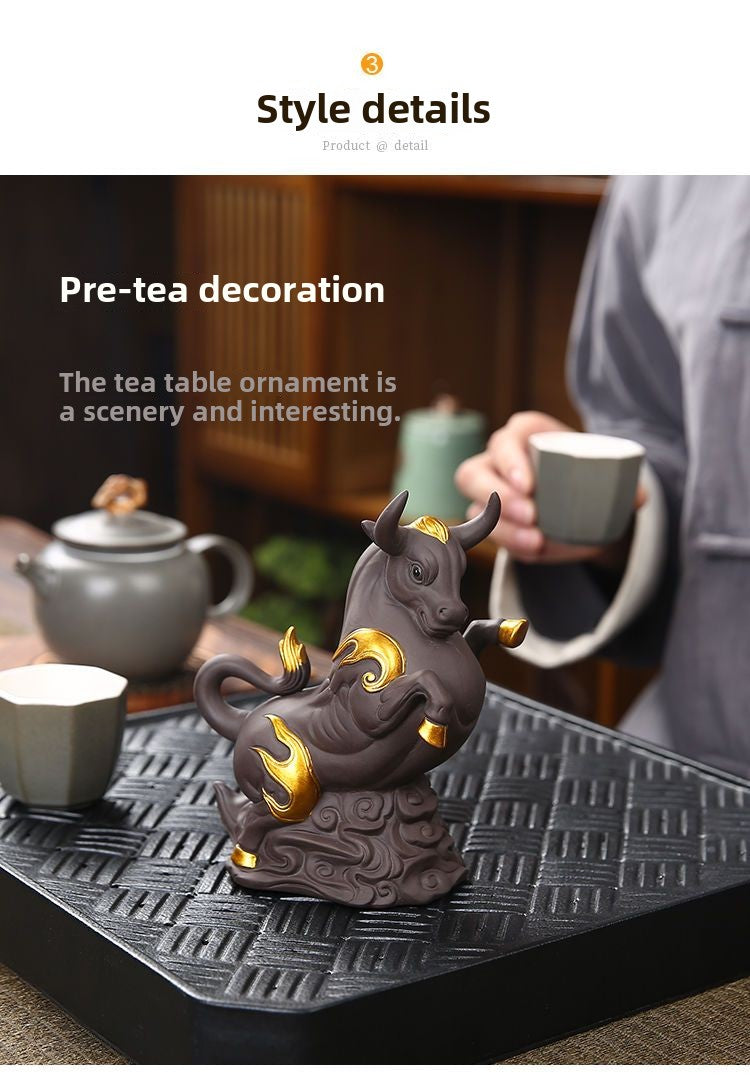 Purple clay zodiac ox fortune tea pet boutique can be raised ox year home gift decoration ornaments tea toys tea set spare parts