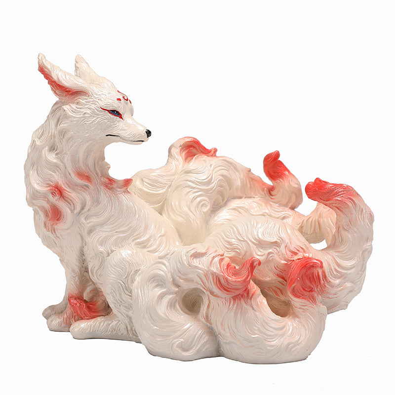 Nine-tailed fox ornaments, spirit fox hall statues, lucky fox decorations, home car coffee table desktop five immortals small ornaments