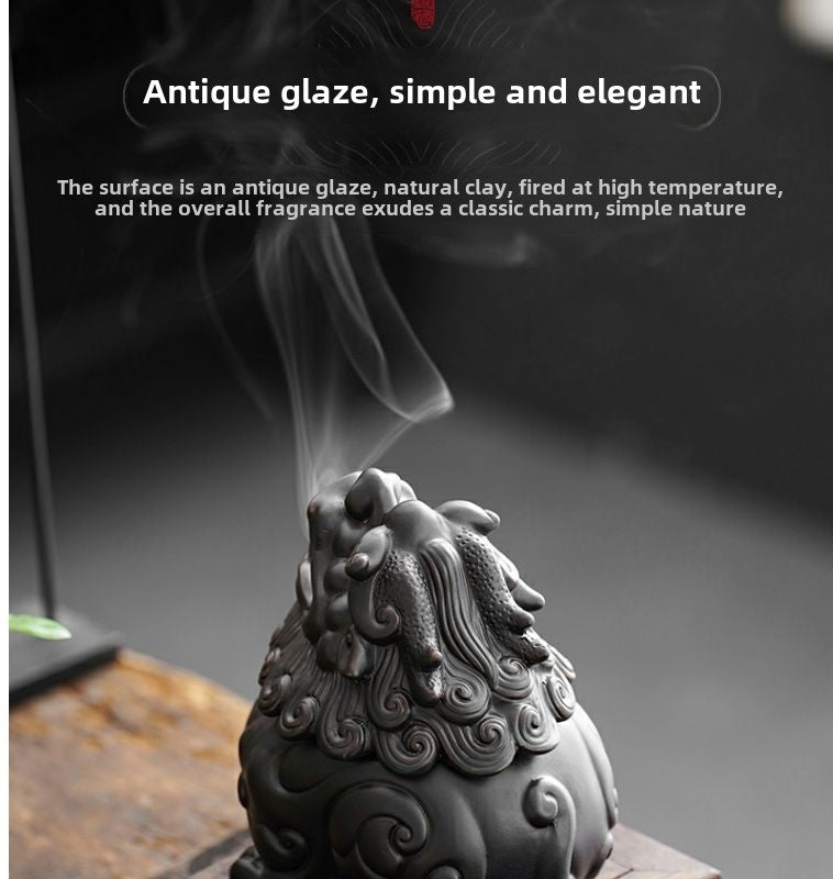 Ceramic Zen mythical beast Kirin plate incense burner mugwort agarwood Suan Ni sandalwood incense burner tea pet creative ornaments