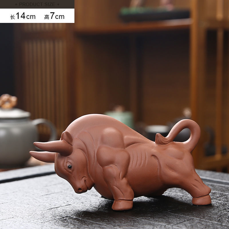 Purple clay zodiac ox fortune tea pet boutique can be raised ox year home gift decoration ornaments tea toys tea set spare parts