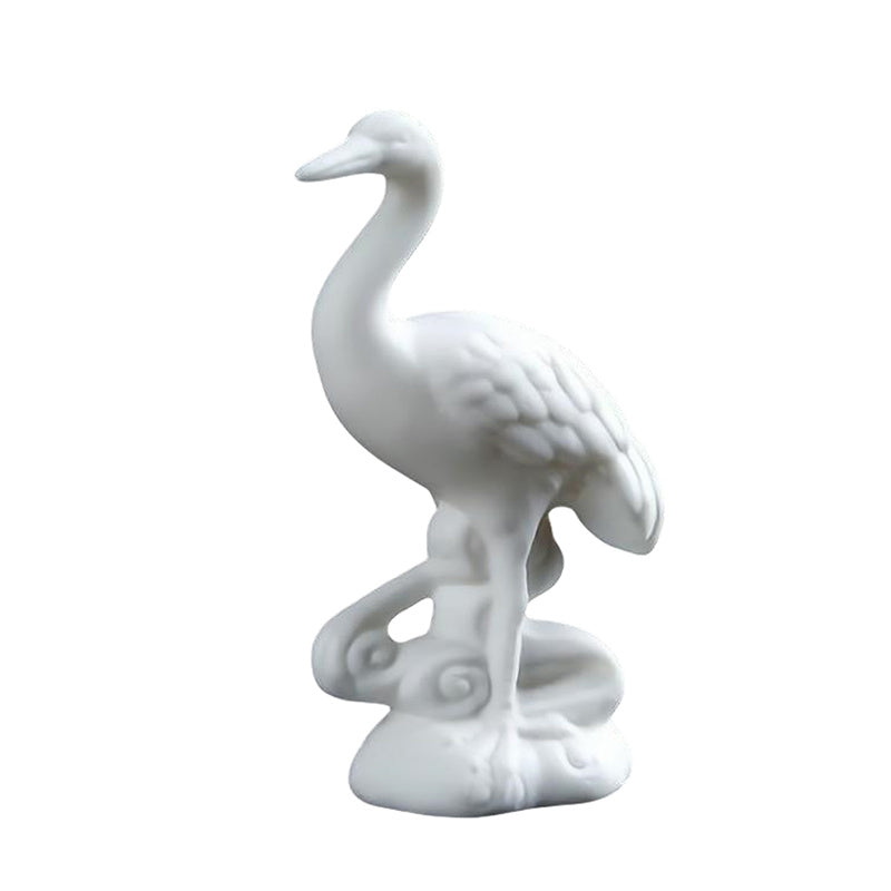 Porcelain Juyuan high-end all-porcelain white crane living room tea table tea pet ceramic ornaments crafts creative bonsai decoration crane