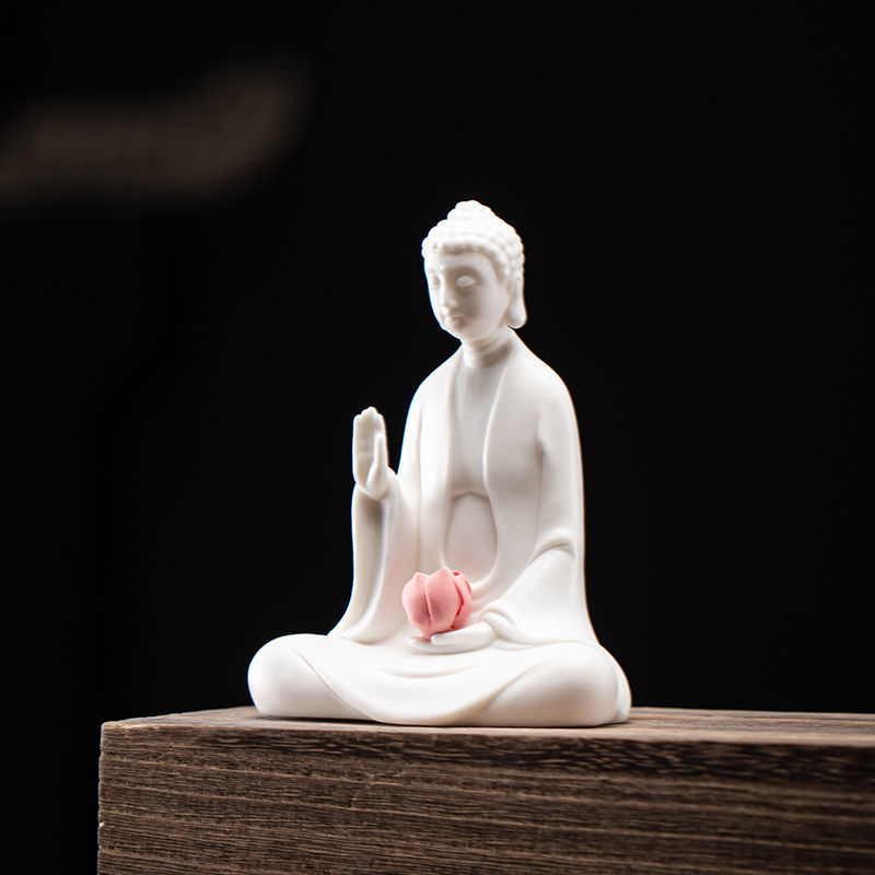 White porcelain small Buddha tea pet tea play can be raised Zen Buddha statue ornaments boutique Creative safety decoration crafts