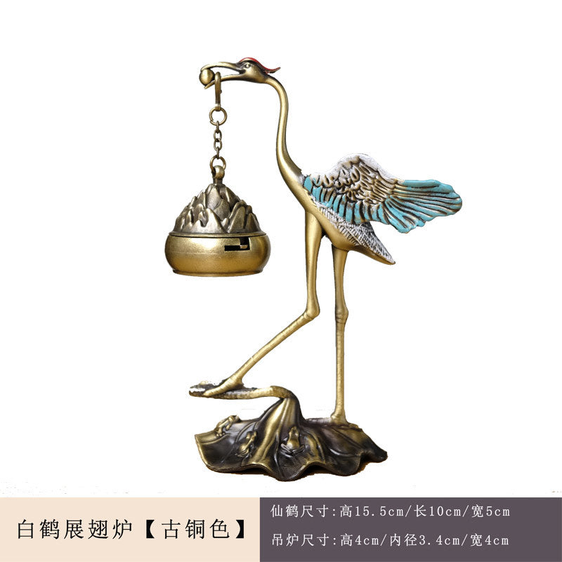 Flying crane incense burner home indoor tea pet tea table small ornaments incense burner small plate incense burner Chinese style incense burner