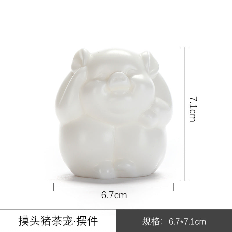 Dehua mutton-fat jade white porcelain unglazed tea pet tea tray small ornaments tea ceremony can raise tea to play Kung Fu tea set home accessories