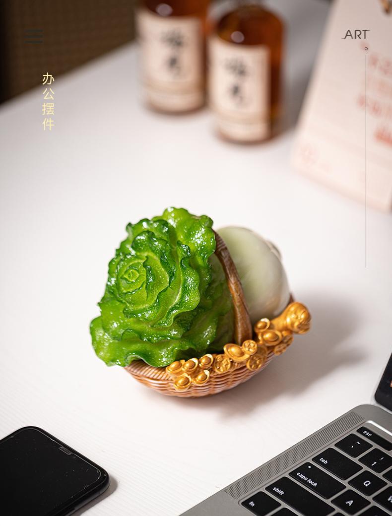 Small cabbage Baicai Ruyi ornaments tea pet tea player home office desk lucky decoration opening housewarming gift