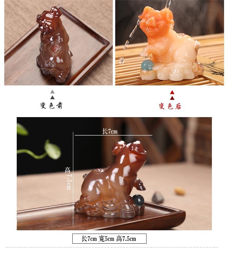 12 Chinese Zodiac Animals Rat Ox Tiger Rabbit Dragon Snake Horse Sheep Monkey Chicken Dog Pig Color Changing Tea Playing Tea Pet Ornaments Tea Tray