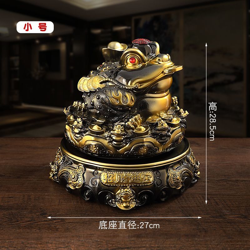 Lucky Golden Toad Ornaments Rotating Three-legged Toad Entrance TV Cabinet Office Decoration Shop Opening Hotel Gift