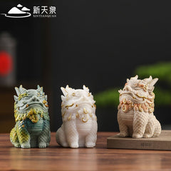 Sandstone lucky Pixiu desktop ornaments God of Wealth office workstation decoration desktop national trend ornaments Kirin cute