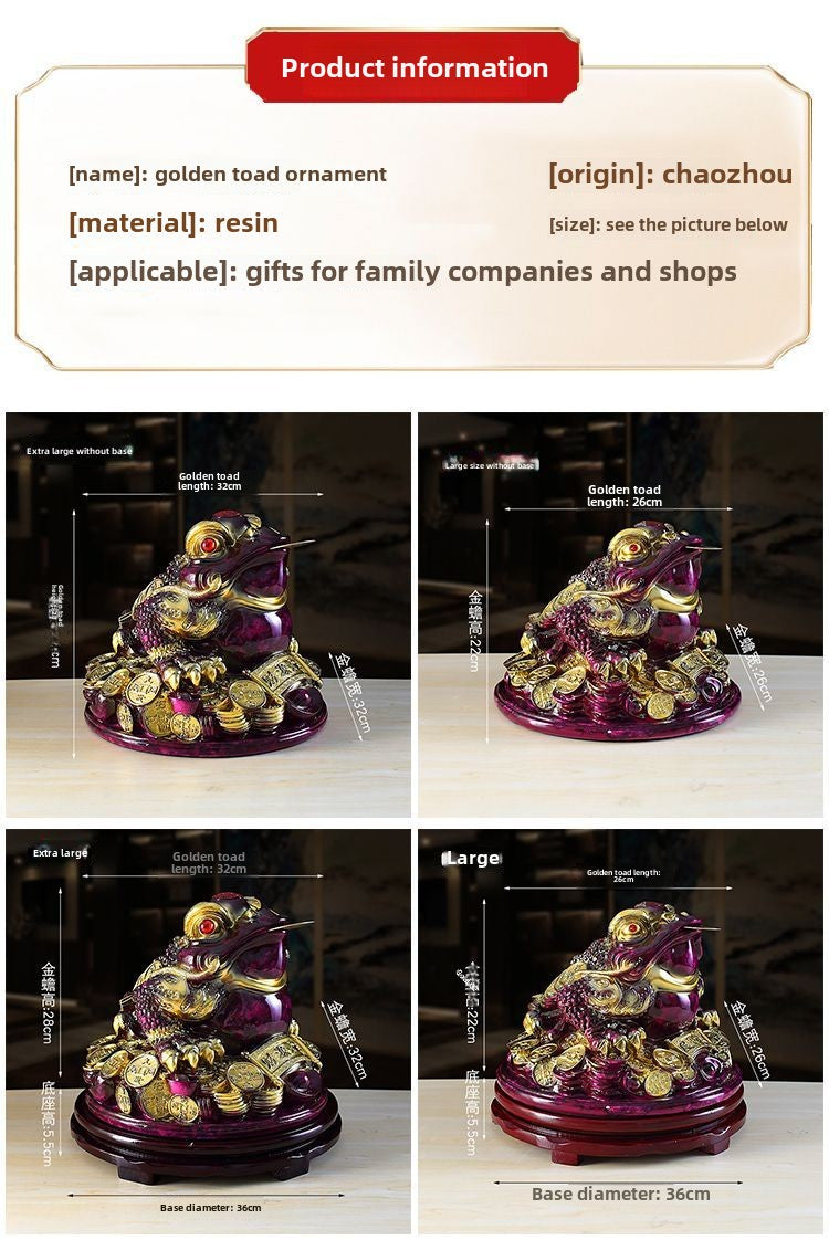 Purple Qi Donglai Lucky Golden Toad Ornaments High-end Opening Gift Office Home Shop Bar Golden Cicada Crafts