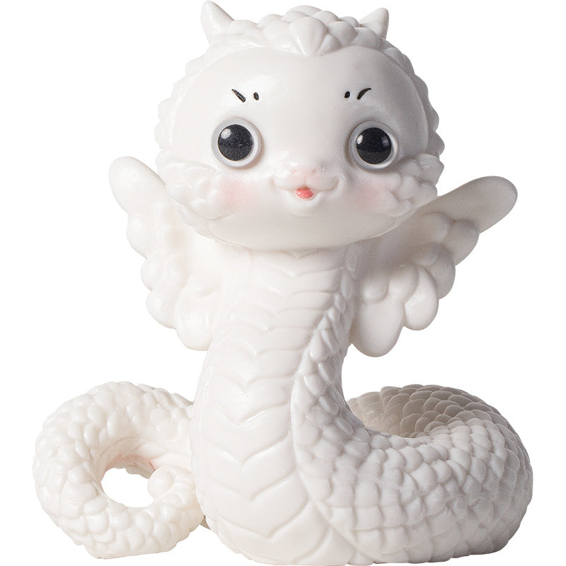 Ceramic little white snake soaring to the top creative boutique tea pet ornaments cute zodiac tea toy tea table mascot gift