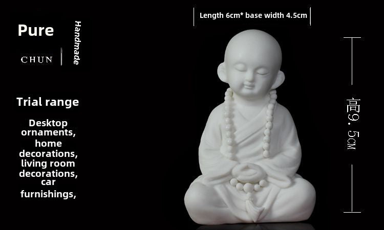 Creative boutique Dehua white porcelain Zen little monk tea pet ornaments handmade ceramic little monk home decoration