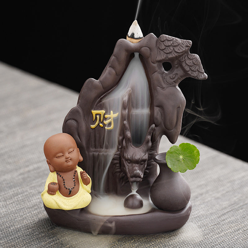 Creative tea pet purple sand backflow incense burner tea ceremony home indoor mountain stream incense ornaments sandalwood agarwood incense