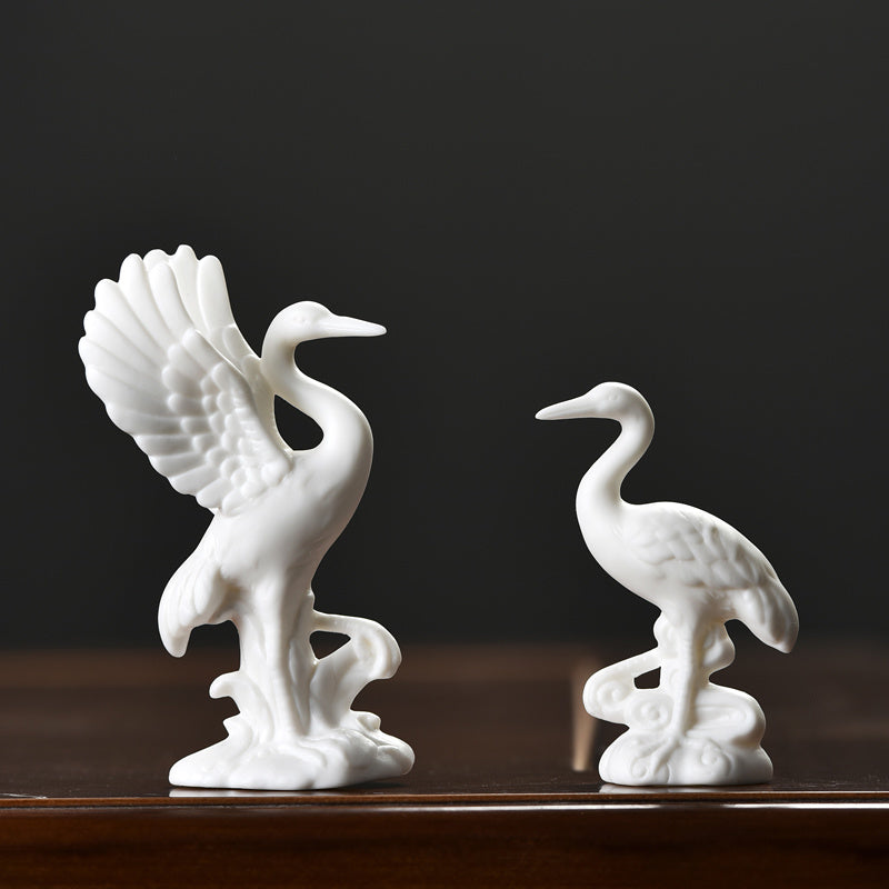 Porcelain Juyuan high-end all-porcelain white crane living room tea table tea pet ceramic ornaments crafts creative bonsai decoration crane