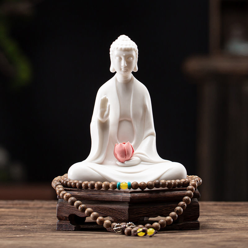 White porcelain small Buddha tea pet tea play can be raised Zen Buddha statue ornaments boutique Creative safety decoration crafts