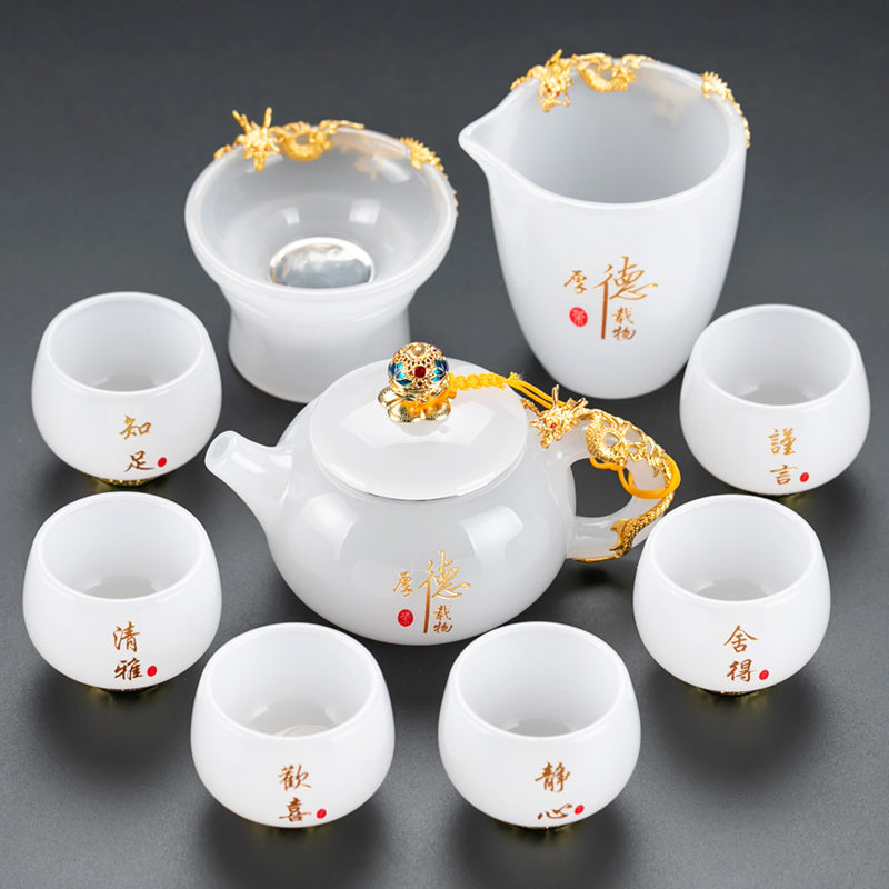 Misty Rain Ink Glass Tea Set Home Light Luxury High-end Tea Cup Covered Bowl Home Office Tea Set