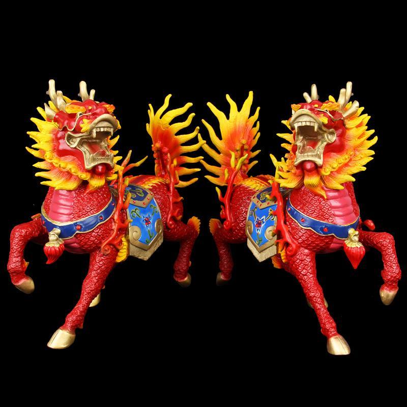 Painted fire unicorn ornaments copper unicorn ornaments a pair of brass crafts home porch living room decoration