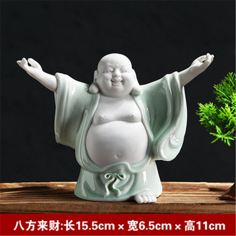 Big-bellied Maitreya Buddha tea pet ornaments boutique white porcelain vase rockery fish tank landscaping decoration tea play tea ceremony spare parts