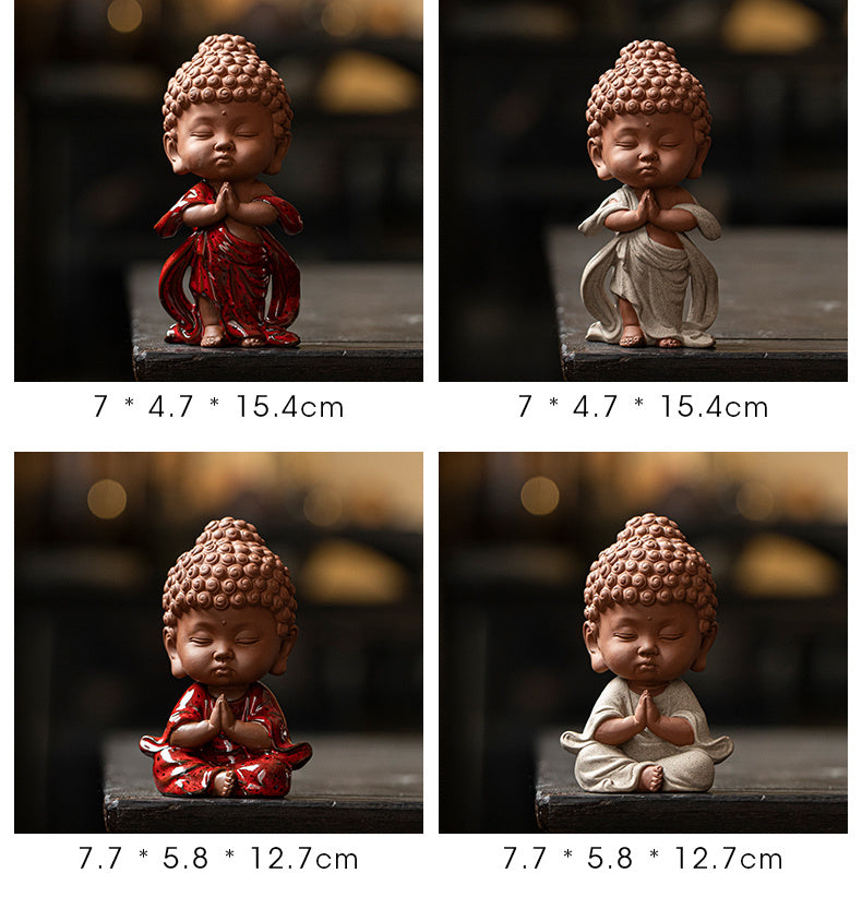 Chinese ceramic baby Buddha Zen ornaments office tea table desktop decorations cute prince Buddha tea pet