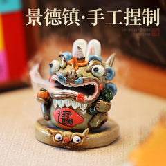 Jingdezhen Porcelain Incense Burner for Home Indoor Use, Creative Handmade Incense Base for Line Incense, Cute Decorative Item for Downward Smoke Incense Burner