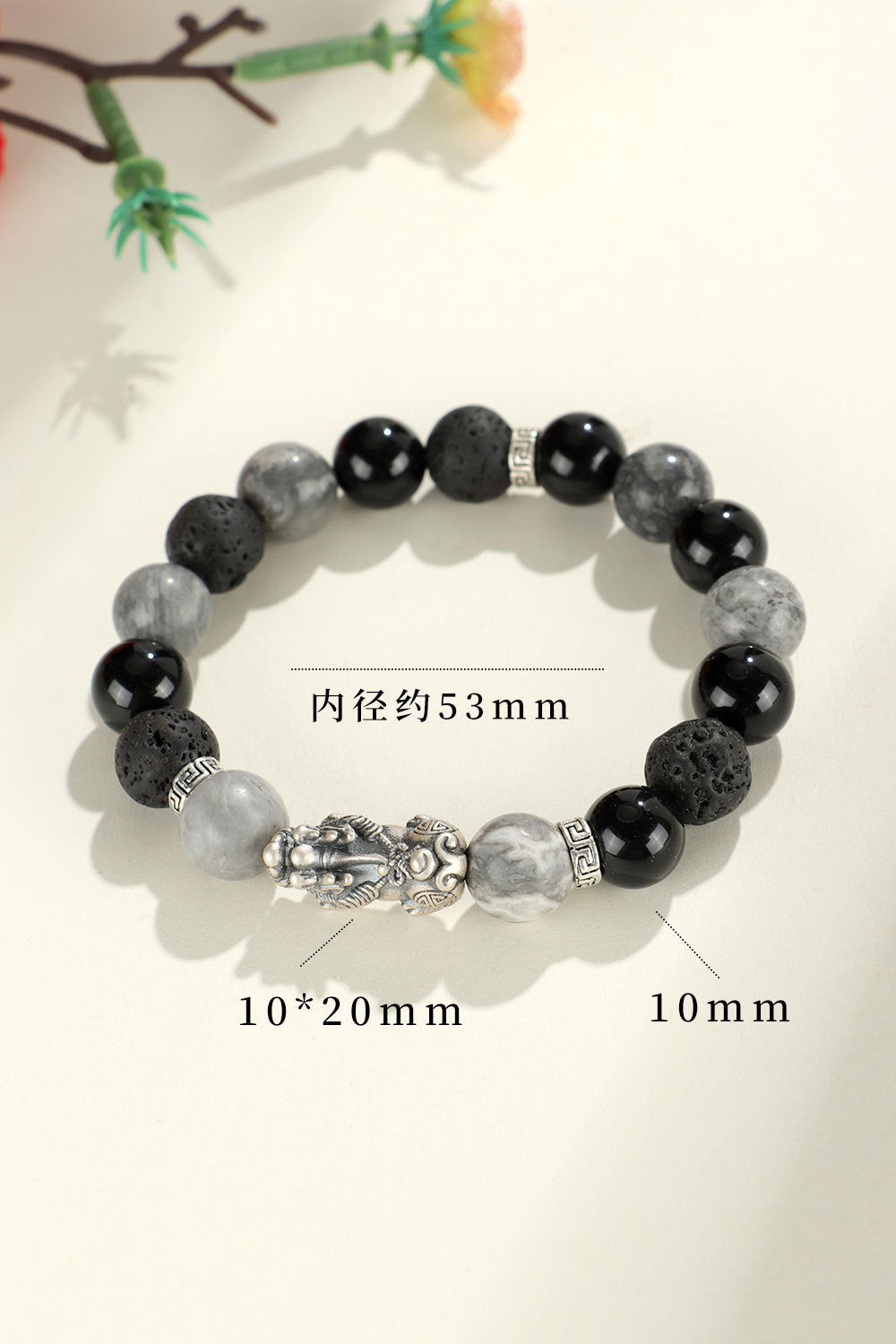 s999 silver lucky unicorn bracelet map stone obsidian body simple bracelet for father's day goddess day gift