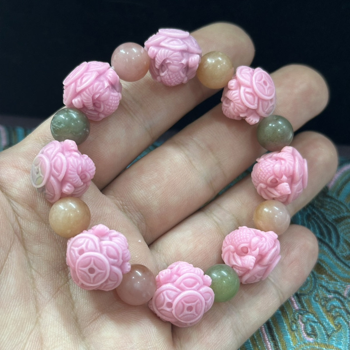 New hot-selling Yanyuan colorful agate fashion trend bracelet high-end dragon turtle atmospheric couple bracelet round beads 15mm