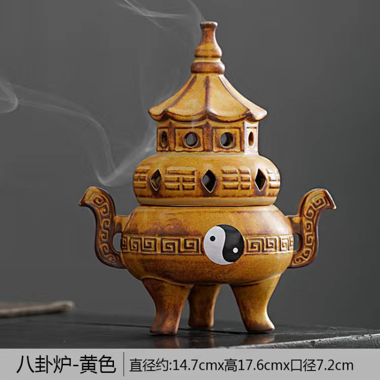 Creative Tai Chi Bagua Ceramic Aromatherapy Furnace Antique Tea Ceremony Sandalwood Agarwood Indoor Home Desktop Ornaments