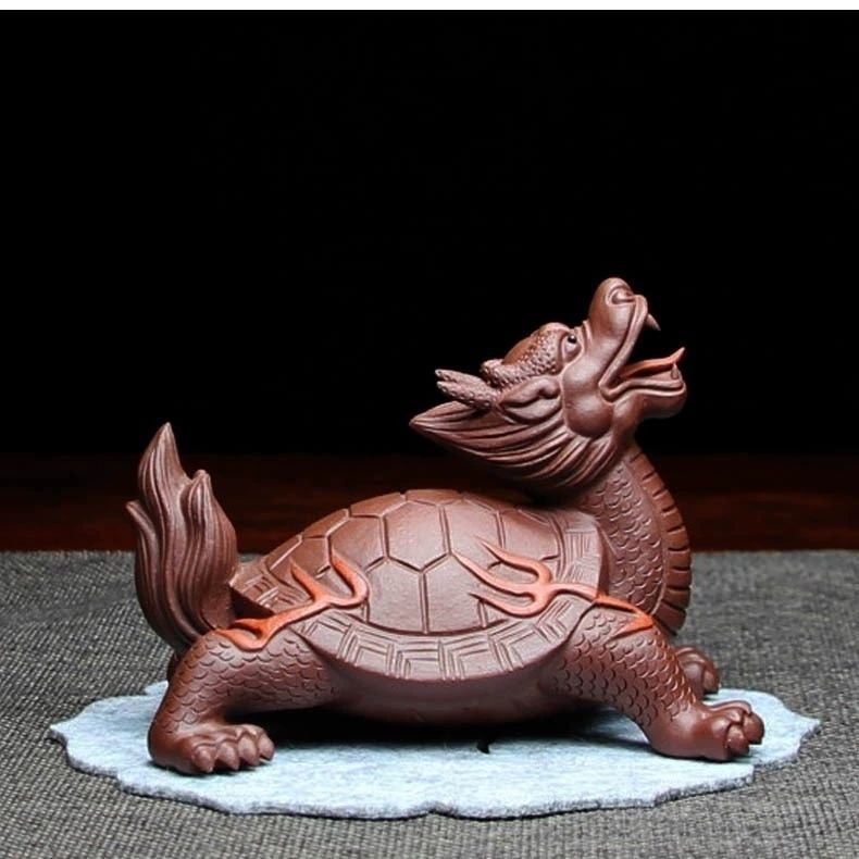 Yixing boutique purple sand hot-selling fortune dragon turtle high-end home hand-made personality purple sand tea pet ornaments town house can be raised