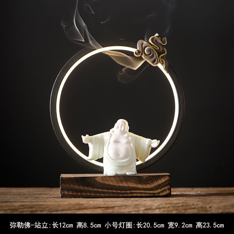 [Exquisite Ceramics] Dehua White Porcelain Maitreya Buddha Zen Tea Pet Ornaments Little Monk Tea Tray Tea Ceremony Supplies Accessories Car Decoration Supplies