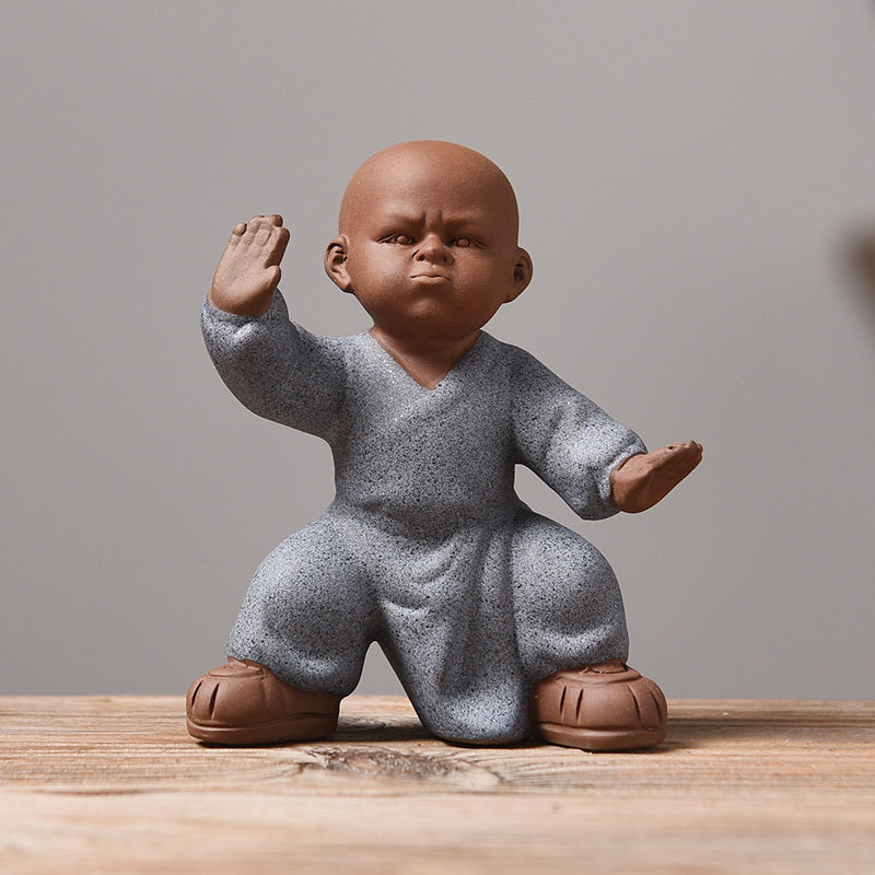 Tea pet ornaments can be kept Kung Fu Tai Chi little monk sand mining eight-style Zen desktop office personality decoration